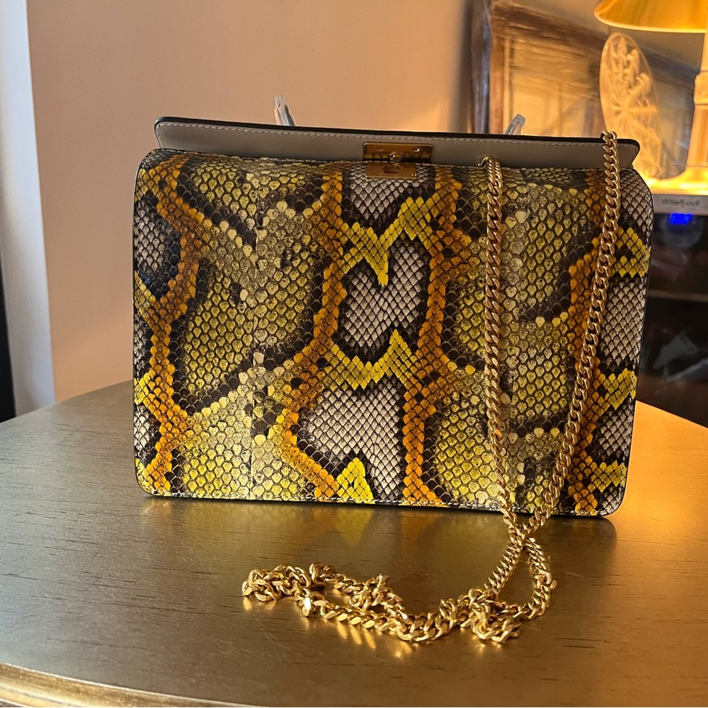 Oscar de la Renta snakeskin shoulder chain bag
